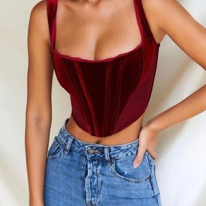 House of cb Charise velvet corset top